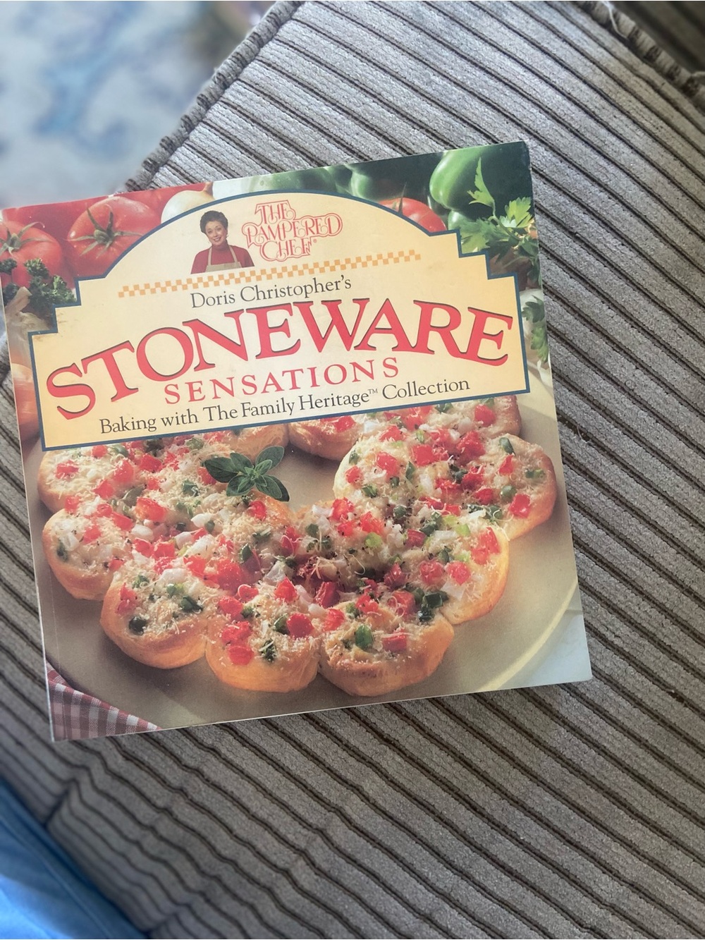 The Pampered Chef Stoneware Sensations Cookbook - Cream & Red Cover